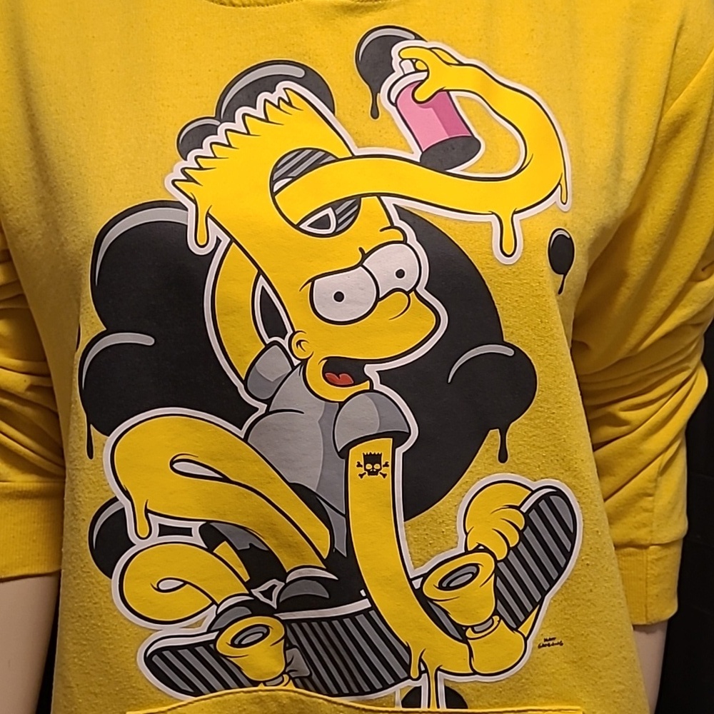 Bart Simpson EAT MY SHORTS Mens MED Hoodie Sweater Pull Over Rare - Picture 2 of 8
